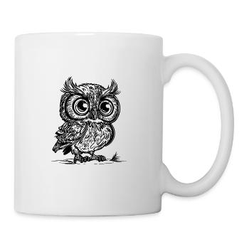 Kleiner Kauz - Süsse vintage Eule - Tasse - Weiß - Rechts