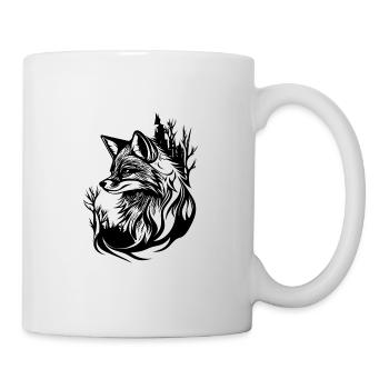 Hübscher niedlicher Tattoo Style Fuchs im Wald - Tasse - Weiß - Rechts