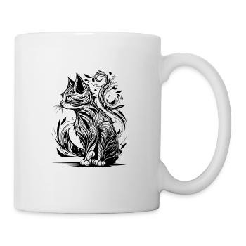 Tatouage vintage Tribal Lines Style Chat - Mug blanc - blanc - Droite