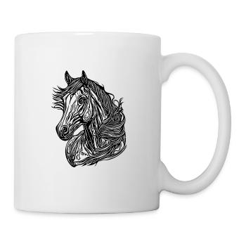 Joli portrait de cheval vintage avec crinière dans le vent - Mug blanc - blanc - Droite