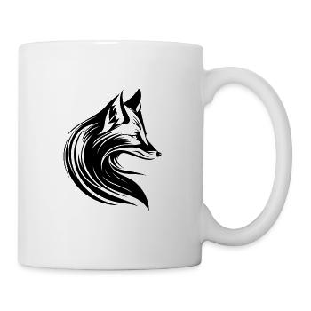 Tattoo Style Fuchs Porträt in fliessenden Linien - Tasse - Weiß - Rechts