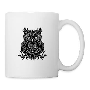 Vintage Eule mit großen Augen - Tasse - Weiß - Rechts