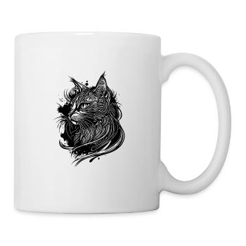 Mignon petit espace chat domestique dans le style tatouage - Mug blanc - blanc - Droite