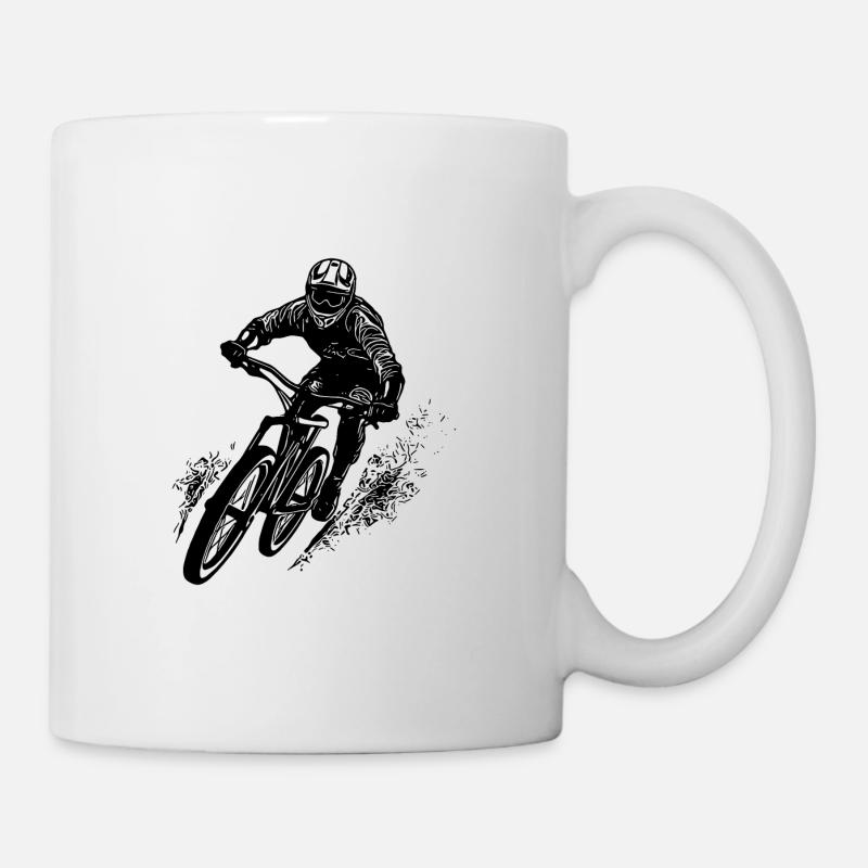 Vététistes avec vélo et casque - Mug blanc - blanc