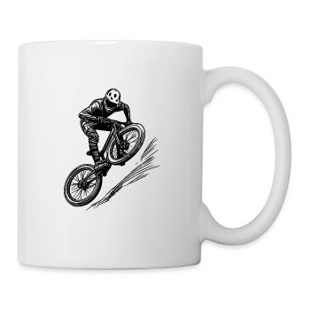Mountain biker with downhill bike - Mug - white - Right