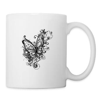 Pretty Vintage Tattoo Line Style Butterfly - Mug - white - Right