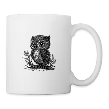 Süsser kleiner vintager Kautz auf einem Ast - Tasse - Weiß - Rechts