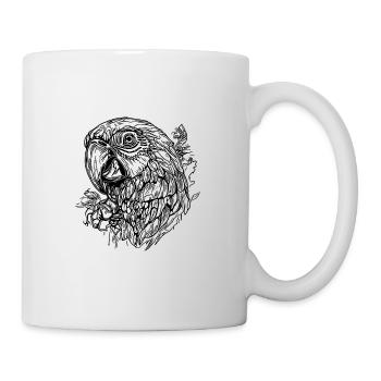 Papagei Portrait Eleganter Vintager Vogel - Tasse - Weiß - Rechts