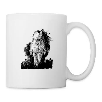 Vintage astronaut walking in moon dust nebula - Mug - white - Right