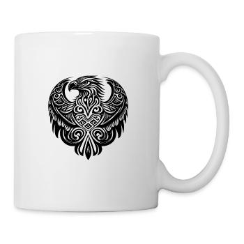 Adler Kopf Logo im Tattoo Cartoon Style - Tasse - Weiß - Rechts