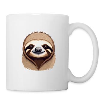 Autocollant de portrait de paresseux mignon - Mug blanc - blanc - Droite