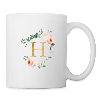 H Monogram Green, Pastel, Wreath - Mug - white - Right