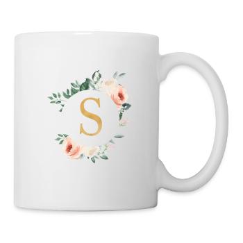 S Monogram Green, Pastel, Wreath - Mug - white - Right