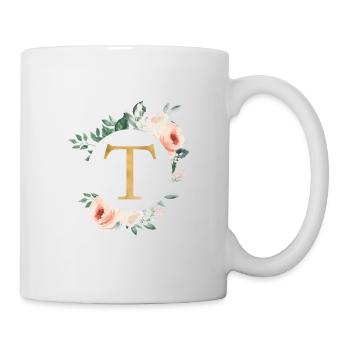 T Monogram Green, Pastel, Wreath - Mug - white - Right