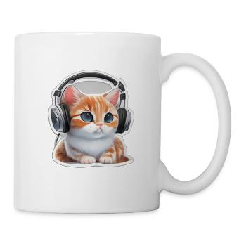 Petit chat portant des écouteurs musique Katze Headset - Mug blanc - blanc - Droite