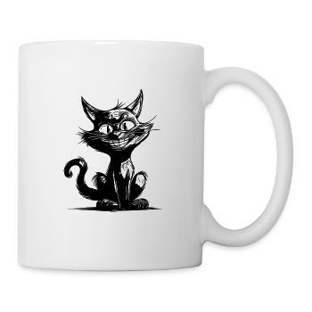 Freche Haustier Katze grinsender Kater Hauskatze - Tasse - Weiß - Rechts