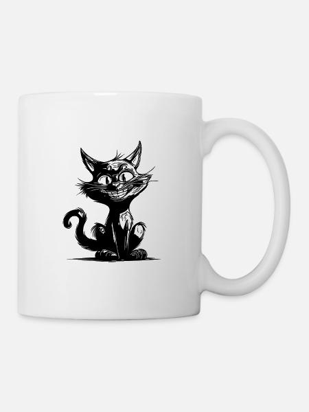 Freche Haustier Katze grinsender Kater Hauskatze - Tasse - Weiß