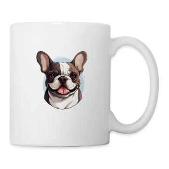 Französische Bulldogge Hund Mops - Tasse - Weiß - Rechts