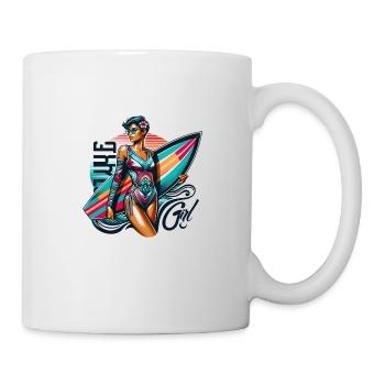 Cool Surf Girl - Vintage Beach Vibes - Tasse - Weiß - Rechts