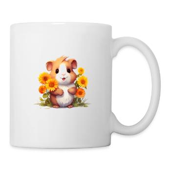 Meerschweinchen mit Blumen - Tasse - Weiß - Rechts