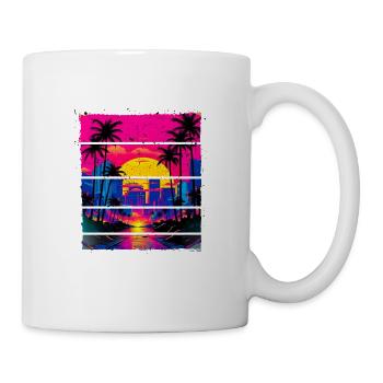 Sonnenuntergang 80s 80s Sunset Retro City für - Tasse - Weiß - Rechts