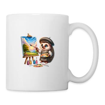 Niedlicher Igel als Maler Künstler - Tasse - Weiß - Rechts