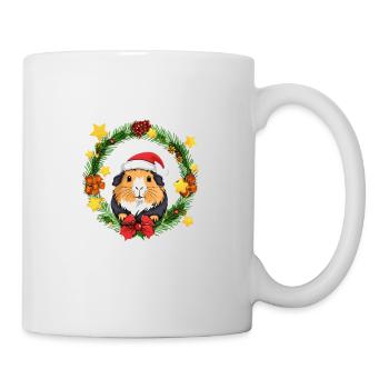 Meerschweinchen Weihnachten Weihnachtskranz - Tasse - Weiß - Rechts