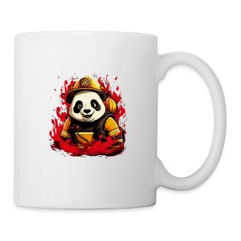 Niedlicher Panda Feuerwehrmann Feuerwehr für - Tasse - Weiß - Rechts