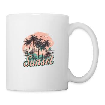 Strand Sunset Beach Sonnenuntergang Meer - Tasse - Weiß - Rechts