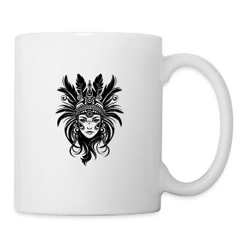Frauen Gesicht Maske Federschmuck Spirit Federn - Tasse - Weiß - Rechts