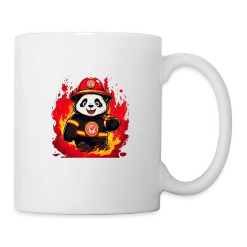 Niedlicher Panda Feuerwehrmann Feuerwehr für - Tasse - Weiß - Rechts