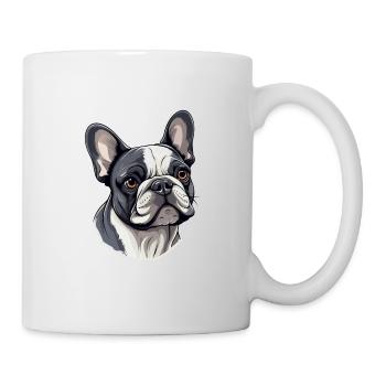Französische Bulldogge Hund Mops - Tasse - Weiß - Rechts