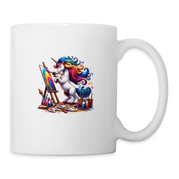 Maler Einhorn Kunst für einen Frauen, Mädchen und - Tasse - Weiß - Rechts