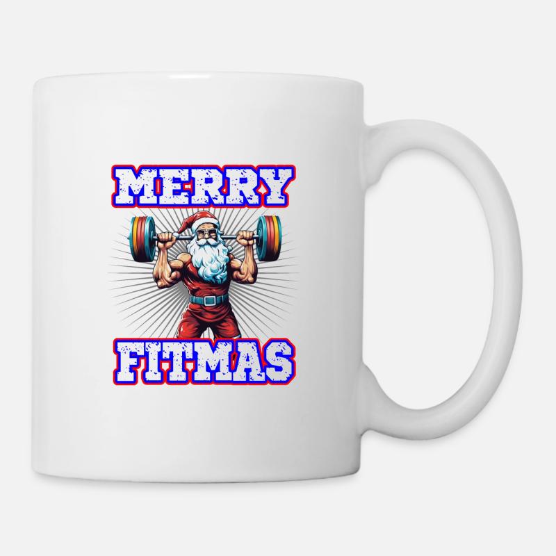 Weihnachtsmann Merry Fitmas Gym Workout - Tasse - Weiß