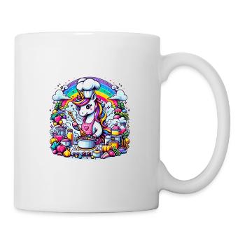 Chefkoch Einhorn in magischer Küche - Tasse - Weiß - Rechts