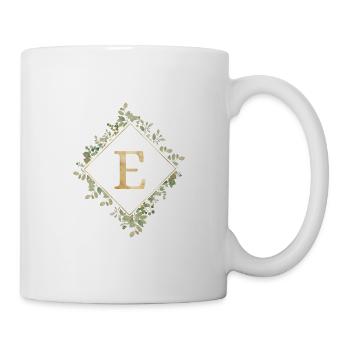 E Monogramm Eukalyptus Kranz - Tasse - Weiß - Rechts