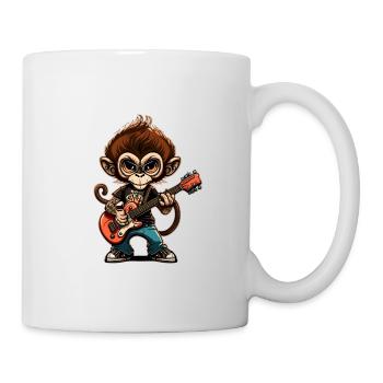 Affe Schimpanse spielt Acousitc Rock Gitarre - Tasse - Weiß - Rechts