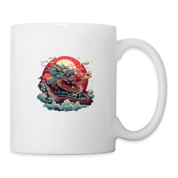 Asiatisch Drache Anime Japanisch Meer Wellen - Tasse - Weiß - Rechts