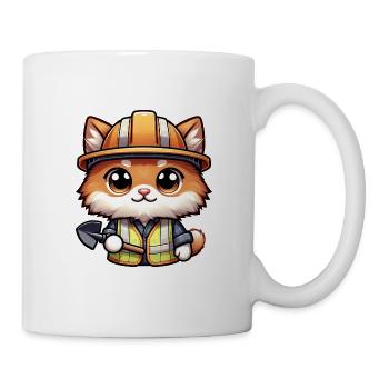 Mignon chat ouvrier de la construction - Mug blanc - blanc - Droite