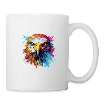 Adler Raubvogel Vogel Pop-Art Stil - Tasse - Weiß - Rechts