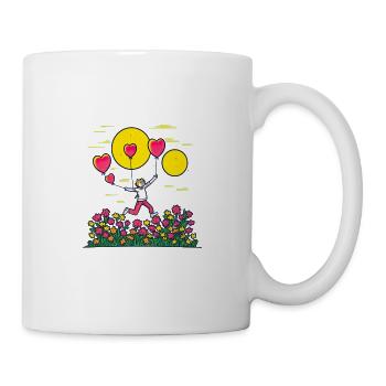 Kinderbild Malen Katze Luftballon Herz - Tasse - Weiß - Rechts