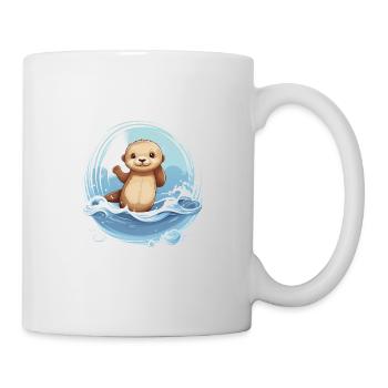 Niedlicher Otter für Kinder Tier im Wasser - Tasse - Weiß - Rechts