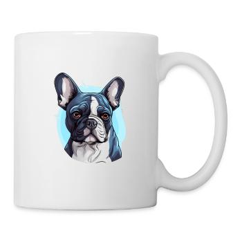 Französische Bulldogge Hund Mops - Tasse - Weiß - Rechts