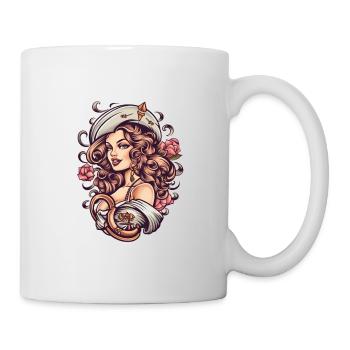 Nautisches Mädchen Seemann Vintage - Tasse - Weiß - Rechts