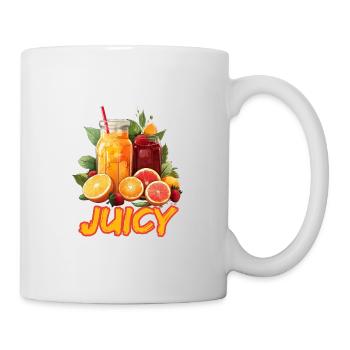 Frische Zitrusfrüchte Saftige Sommerfrüchte - Tasse - Weiß - Rechts