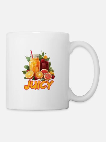 Frische Zitrusfrüchte Saftige Sommerfrüchte - Tasse - Weiß