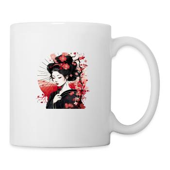 Geisha Kunst Japanische Kultur Floraler Kimono - Tasse - Weiß - Rechts