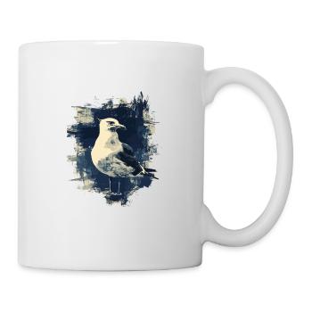 Vintage Seemöwe Nautischer Vogel - Tasse - Weiß - Rechts
