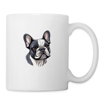 Französische Bulldogge Hund Mops - Tasse - Weiß - Rechts