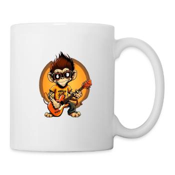 Affe Schimpanse spielt Acousitc Rock Gitarre - Tasse - Weiß - Rechts
